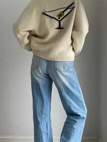 Women Y2k Shawl Collar Cardigan Sweater Graphic Print Long Sleeve Button Down Jumper Tops Open Front Cardigan Knitwear Vintage Chunky Knit Coat Fall Winter Outerwear - 彩色 - 查看 5