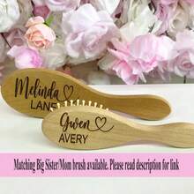 Custom Baby Gift Girls| Personalized Wooden Baby Hair Brush | Custom Baby Brush | Baby Shower Gift Girls | Baby Keepsake Gift | Boy Gift. - Brown - View 5