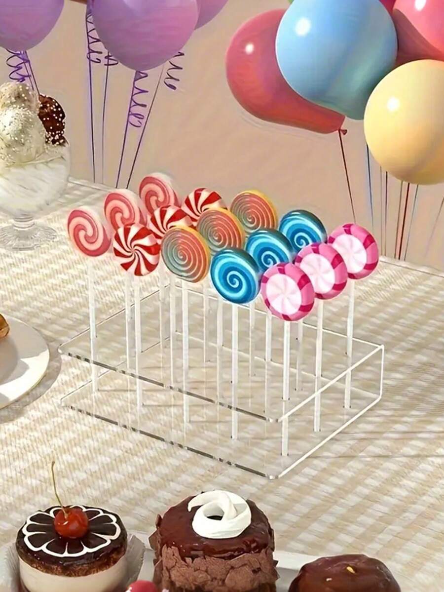 1/2个透明棒棒糖架，15孔U型展示架，适用于婚礼、生日、派对、糖果店、厨房、面包店、圣诞节和万圣节糖果装饰，节省空间的甜品桌装饰，糖果展示架，桌面装饰，派对用品，房间装饰