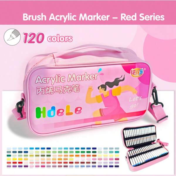 8/24/120 Multi-Color Fashionable Acrylic Marker Pen Set, Bright Colors, Creative Soft Head, Strong Covering Power, Overlapping Colors, Suitable For Handwriting, Posters, Painting, DIY Graffiti, Creative Projects, Party Decorations, School And Art Supplies. School Supplies,Back To School