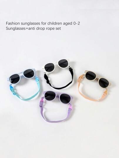 1pc Baby/Toddler Fashion Anti-Drop Sunglasses, TPEE Soft Frame Comfortable Infant Sunglasses, Cute Casual Vacation Polarized TAC Anti-Glare Sunglasses For 0-2 Years Old Boys And Girls