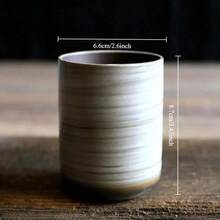 Taza de cerámica de gres con esmalte craquelado pintado a mano, taza de café y té de cerámica asiática vintage, apta para lavavajillas, regalo para uso doméstico, aromaterapia zen - MubaiGrandeRedondo350ml - Ver 10