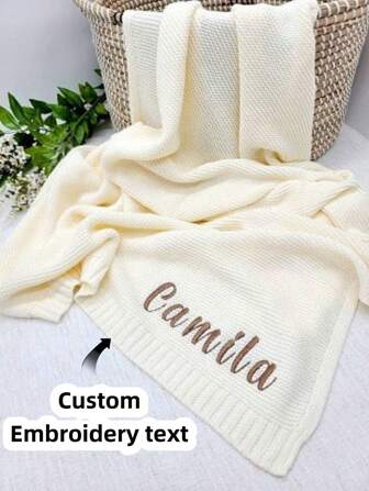 Personalized Embroidered Name Blanket, Baby Nursery Blanket, Newborn Baby Christening Birthday Gift, Back To School Blanket, Multiple Embroidery Thread Colors Available. After Embroidering Baby's Name, The Blanket Will Become Unique And Become A Precious Keepsake For Your Baby. This Personalized Accent Turns An Ordinary Blanket Into A Cherished Memento, Marking Your Baby's Unique Identity From The Very First Day.
