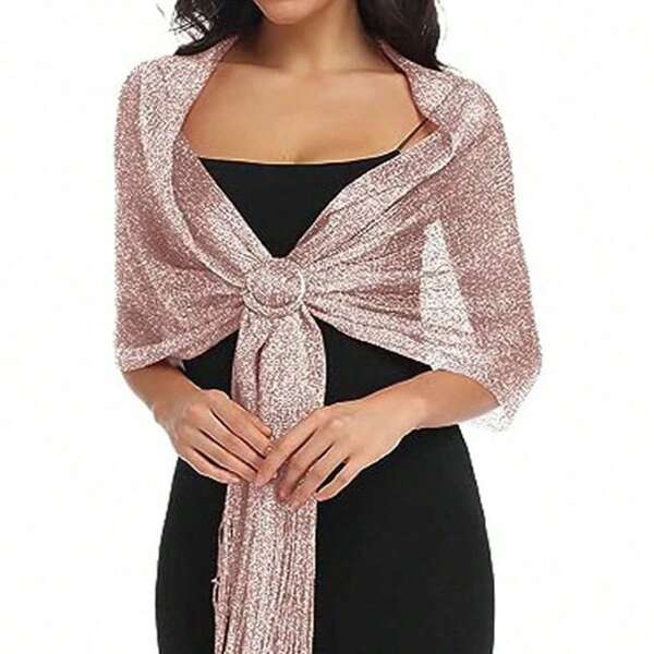 1pc Women's Shiny Sparkly Shawl Soft Scarf, Suitable For Spring/Summer Evening Dress, Wedding, Party, Bridesmaid