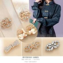 纯色水钻装饰优雅开衫披肩，带固定扣，衬衫翻领前夹