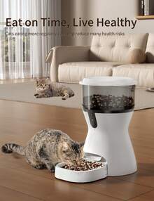 OMCPET Automatic Cat Feeder With 1080P Camera And Voice Recording, 4L Large Capacity, Dual Power Supply, App Control Scheduled Feeding, Smart Pet Food Dispenser With Freshness Protection - White - View 2