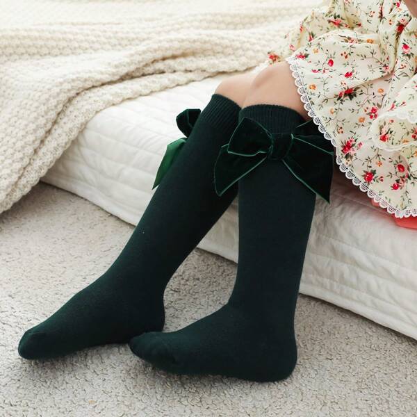 جوارب فتيات متوسطة الطول بتصميم وردة بسيطة
