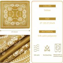 Satin Head Scarf - 27.5 Inch Silk Hair Wrap For Women - 黃色 - 查看 6