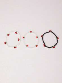 3件经典樱桃串珠手工串珠手链