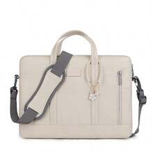 1 件装简约轻便便携式笔记本电脑包（带吊坠）、便携式商务旅行电脑保护套、拉链斜挎办公电脑包、单肩斜挎商务会议旅行休闲笔记本电脑包、朋友旅行生日礼物学校假期礼物、带腕带的电脑公文包、耐用拉链、可调节肩带、舒适顶部提手 - 男女皆宜的旅行和商务斜挎包，返校季