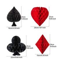 4pcs Poker Paper Honeycomb Hanging Decor, 3D Honeycomb Hanging Decorations, Suitable For Las Vegas Birthday Party Red And Black Poker Paper Ceiling Hanging Decor, Game Night Party Ceiling Decor Supplies, Suitable For Centerpiece Decor, Casino Decor, Game Accessories Decor, Garden Decor, Bar Party Decor, Birthday Decor, Wedding Decor, Room Decor, Home Decor, Personalized Gifts - Multicolor - View 6