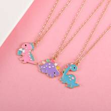 3Pcs/Set Cartoon Dinosaur Best Friend Necklace BFF Friendship Jewelry Gifts For Girls