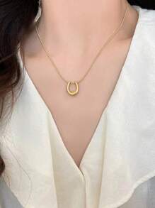 Collar con colgante de herradura en forma de U, collar de clavícula delicado para mujer, collar para sudadera