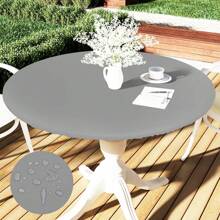 1 pièce Nappe de table en bois rond, protecteur de table en vinyle imperméable, protecteur de dessus de table composite en flanelle anti-rayures, nappe lavable résistante aux taches et à l'huile, convient pour l'intérieur, l'extérieur, le patio, le pique-nique, le camping, toutes saisons, printemps/été