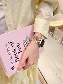 The New Y2K Dopamine Button Strap Is Compatible With Apple Watch Straps, Apple Watch 10/8/9/7/6/5/4/3/2/1 Series Straps, And Apple Watch Ultra40mm 44 41 45 49 42 38mm Women's Fashion Bracelet Accessories. Wearing It Is Neither Stuffy Nor Comfortable, Very Suitable For The Wrist - Translucent - View 4