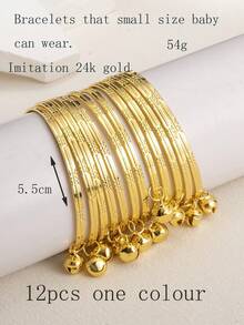 12pcs Girls & Teens Jingle Bell Bracelets, Suitable For Daily Wear - one-size - View 5
