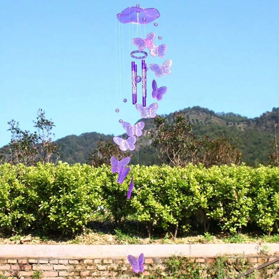 1pc Beautiful Hanging Butterfly Bell Wind Chime - For Outdoor Decorations! - Multicolor - View 1