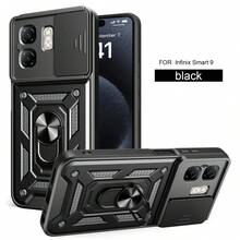 Infinix Smart 9/Hot 50i Phone Case With Kickstand Ring And Sliding Camera Cover Waterproof Shockproof Anti-Fall Scratch Resistant - Black - View 1