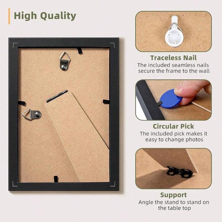 10 Pack 4x6 Photo Frames Set - Black Tabletop/Wall Display For 3.5x5 & 4x6 Pictures, Multi Opening Collage Frame - màu đen - Xem 6