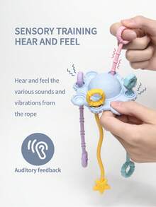 ETETOO 1 szt. zabawka do żucia Montessori, wczesna zabawka edukacyjna, zabawka do ciągnięcia – prezent dla dziewczynek i chłopców, zabawka podróżna dla maluchów