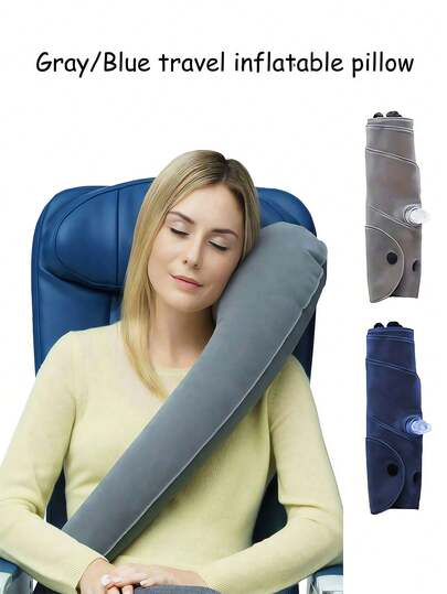 Primer cojín de cuello con cabestrillo simple, almohada de viaje plegable que se sujeta al asiento del avión y del automóvil, accesorio de viaje ligero y portátil aplicable a automóvil, avión y barco que soporta la cabeza, el Body y los brazos, proporcionando un sistema de sueño perfectamente equilibrado para graduación