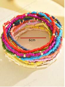 Ensemble de 19 pièces/set Bracelets d'amitié avec perles de résine multicolores bohèmes et breloques en CCB dorées