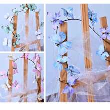 1件/12件双色渐变仿真蝴蝶枯枝藤蔓，适用于婚礼外拍道具、家居装饰、橱窗展示品、墙面装饰、商场展示等，假植物