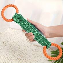 1 pieza Juguete de cuerda para masticar de mezcla de algodón para perros - Diseño anudado con doble asa adecuado para todos los tamaños de perros, limpia los dientes de las mascotas, duradero, juego interactivo de tira y afloja