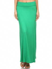 Chic Comfortable High Waisted Maxi Skirt Flowing A Line Design For Everyday Elegance - màu xanh lá - Xem 1