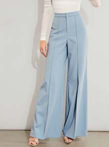 Pantalón vestir mujer dama flare pierna ancha diseño elegante corte alto favorece silueta ajuste cómodo tela suave versátil combina blusas camisas tops ideal oficina reuniones eventos formales casuales estilo moderno minimalista temporada primavera verano otoño invierno prenda básica guardarropa femenino realza looks añade sofisticación outfit disponible múltiples tallas colores clásicos opción imprescindible - Azul raf - Ver 2