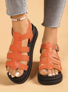 Women's Flat Sandals, New Thick Bottom Black Sandals, Roman Style Sandals Non-Slip Versatile Fashion Sandals For Summer Casual Beach