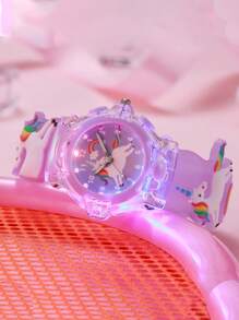 1pc Cute 3D Unicorn Shaped Luminous Quartz Watch, Suitable For School, Birthday, Halloween Gift, Back To School Season And Other Occasions