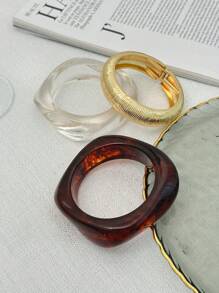 1 pieza Brazalete de resina con arco geométrico bohemio, joyería de metal versátil para fiestas casuales de lujo, boda, vacaciones, como regalo para mujeres y parejas (el material y color del brazalete estarán sujetos al producto real)