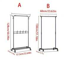 Double Layer Clothes Hanger, Large Capacity Multifunctional Bedroom Clothes Hanger, Portable Coat Rack, Vertical Clothes Hanger, Easy To Assemble, Convenient To Move, Suitable For Bedroom, Living Room And Clothing Store Display