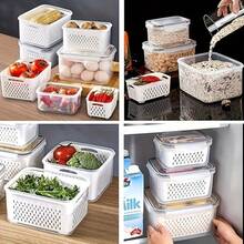 15pcs Set Of Large Fruit Storage Containers, 5pcs Leakproof Food Storage Container Lids, 5pcs Drain Pans, 5pcs Food Preservation Containers, Suitable For Refrigerators, Freezers, Fruits, With Partitions And Filters,, Dishwasher, Microwave, Fresh-Keeping Boxes, Keep Fresh For Longer