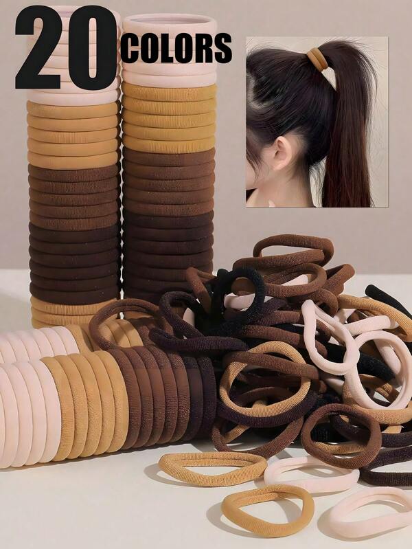 20/50pcs Hair Ties,Black High Elastic Hair Ties, Simple Seamless Rubber Hair Bands For Ponytail,1/10/30/100pcs Hair Scrunchies,Hair Ties For Thick Hair,Solid Colored Stretchy Hair Ties For Women, Comfortable Simple , Essential For Home And Travel For Daily Use, Thick Ponytail Headband, Simple And Elegant Style, High Elasticity Seamless Hair Accessory