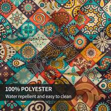 Boho Round Tablecloth 60 Inch, Bohemian Circle Table Cloth, Stain Resistance, Water Repellent And Wrinkle-Free, Colorful Tablecloth Decor For Home Kitchen Dining Party Patio Indoor And Outdoor Use - Black - View 5