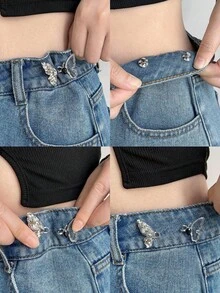 2/1 对高品质蝴蝶腰扣、领带夹、服装胸针、耐用时尚可拆卸裤夹适用于牛仔裤、裙子、女学生裤配件 - 彩色 - 查看 3