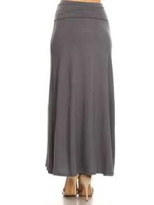 Chic Comfortable High Waisted Maxi Skirt Flowing A Line Design For Everyday Elegance - Charcoal - View 3