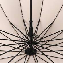 1PC Japanese Simple Long Handle Umbrella - Solid Vintage Design, Leather Grip, Straight Handle Classic Umbrella For Women.