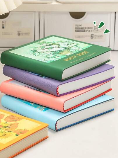 1 Pc Oil Painting Notebook, Mini Travel Stamp Book, Check-In Stamp Collection Album, Square Blank Notebook, Portable Notepad