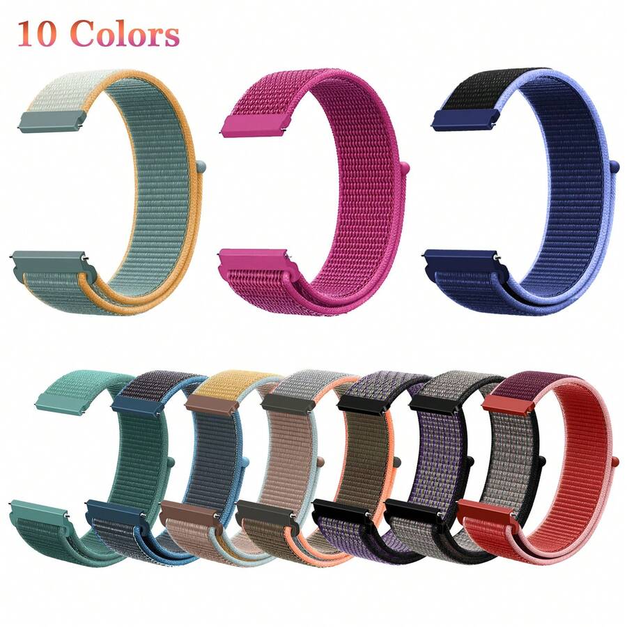 20mm 22mm Nylon Band For Galaxy Watch 7 6 5 4 FE 40mm 44mm/Galaxy 6/4 Classic 47mm 43mm/46mm 42mm/Watch 5 Pro 45mm/3 41mm/Active 2 Men/Women, Sport Loop Strap For Garmin Vivoactive 3/Forerunner 645 - 20, 22 Loops - View 1