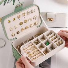 Hộp đựng trang sức in sang trọng mới, Hộp đựng trang sức nhiều ngăn dung tích lớn, Hộp đựng đồng hồ đeo tay bằng da hoa cao cấp, Hộp đựng trang sức hai tầng cho phụ nữ, Hộp đựng đồ dùng du lịch thiết yếu khi quay lại trường, Ký túc xá - Nhiều màu - Xem 8