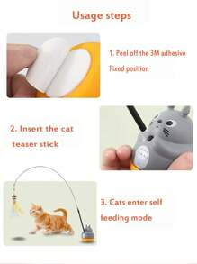 Interactive Cat Toy Wand With Cute Kitten Fishing Design, Cartoon Style, Non-Electric, Attracts Cats To Play, Promotes Activity And Intelligence