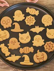 8pcs Halloween Cookie Cutter Set, Cartoon Mini Pumpkin Shape Dough Mold DIY Baking Pastry Tool - Cookie Cutters - View 8