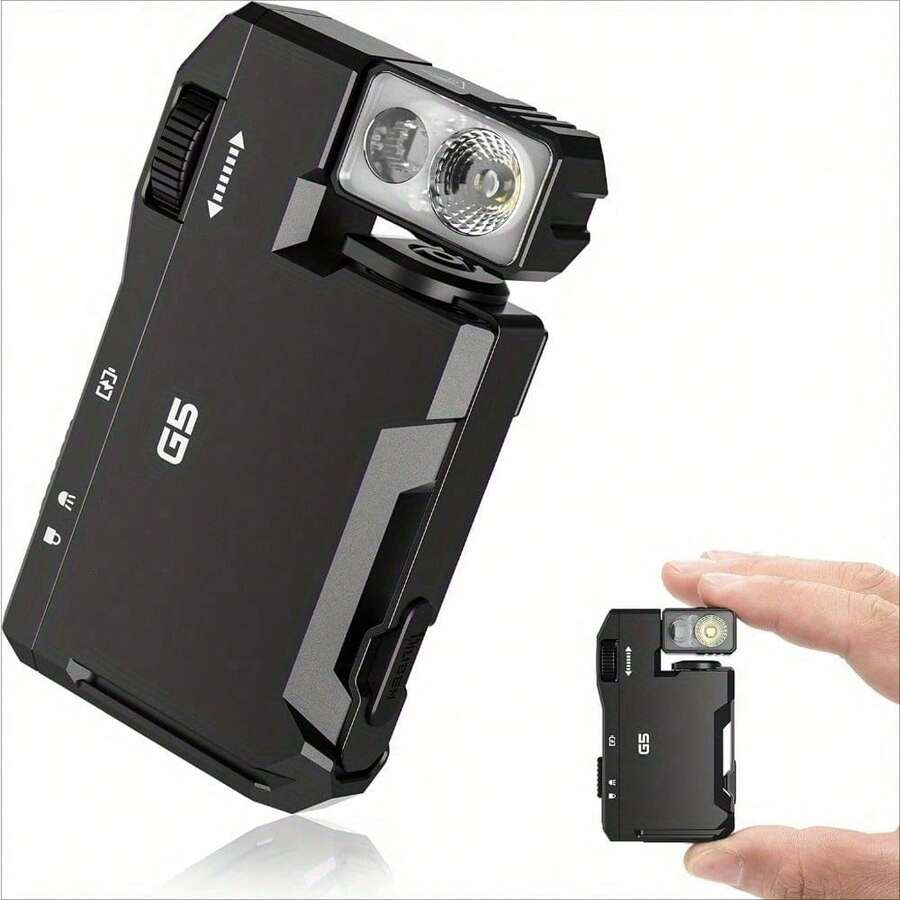 1pc G5 Rechargeable EDC Flashlight | 400 Lumens Dual Light Source RGB+ Mini Portable | Outdoor Home Emergency Lighting (Black) - Black - View 1