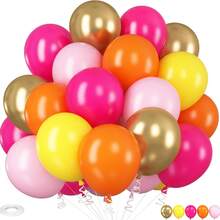 25/45 buc baloane roz aprins, portocalii, galbene, de 25 cm, cu panglică de 10 m, baloane din latex auriu metalic roșu, portocaliu, galben, auriu, potrivite pentru petrecere baby shower, petrecere de ziua de naștere de vară, decor petrecere la piscină Aloha Luau, petrecere tematică, fotografie în aer liber, înapoi la școală, Crăciun, petrecere de Halloween - Multicolor - Vizualizare 1