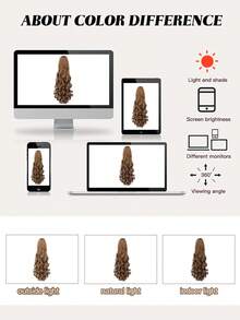 Extensión de coleta, elegante extensión de coleta ondulada y rizada de 20 pulgadas multicolor con clip para mujeres - resistente al calor sintético, totalmente hecho a máquina, perfecto para uso diario y fiestas (marrón claro) - Light Brown - Ver 9