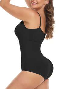 Shapewear Bodysuits For Women Tummy Control Full Body Shaper Belly Abdomen Compression Tank Top Vest Underwear Seamless Spaghetti Strap Sleeveless - 黑色 - 查看 6