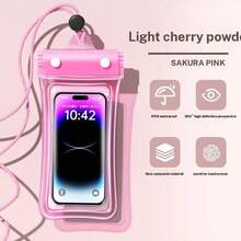 夜光防水手机袋，触摸屏，面部解锁，适合游泳，漂流，透明防水手机壳，触摸屏，带气垫，防水潜水壳，送货骑手必备，雨天骑行，非常适合夏天 - 彩色 - 查看 5